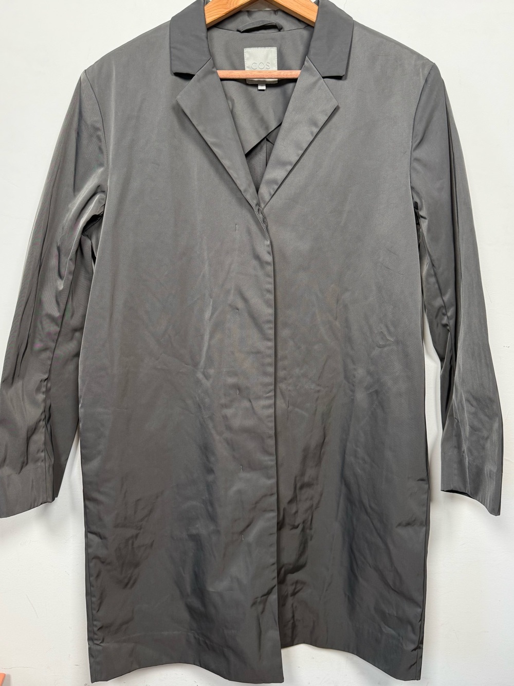 COS Minimalist Grey Lightweight Trench Coat Mac Jacket Women Size 38 8